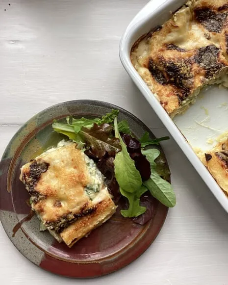 Rachel Roddy's Creation for Lasagna with Summer Squash and A Trio of Cheeses